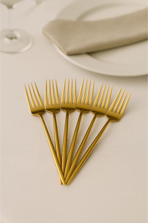 6 ədəd gold detallı Çatal dəsti | 6 parça lüks yemək Çatal dəsti 22 sm 6 ədəd gold detallı Çatal dəsti | 6 parça lüks yemək Çatal dəsti 22 sm