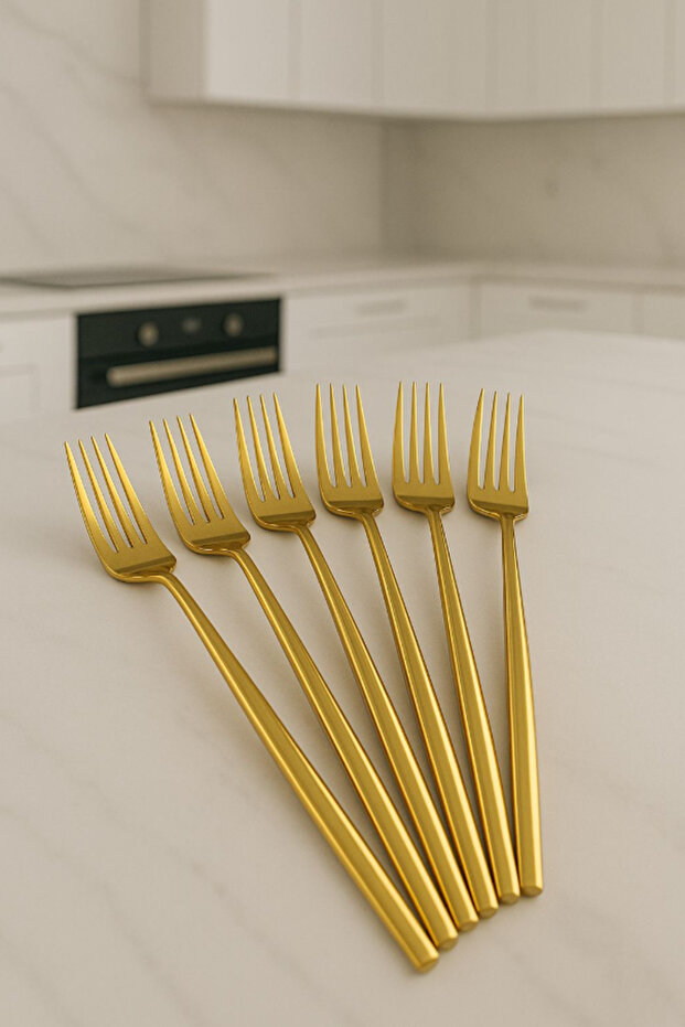 6 ədəd gold detallı Çatal dəsti | 6 parça lüks yemək Çatal dəsti 22 sm 6 ədəd gold detallı Çatal dəsti | 6 parça lüks yemək Çatal dəsti 22 sm