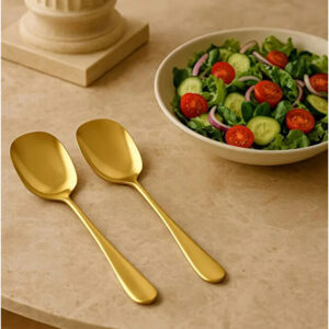 6 ədəd gold detallı tatlı qaşığı dəsti | 6 parça lüks tatlı qaşığı dəsti 13 sm