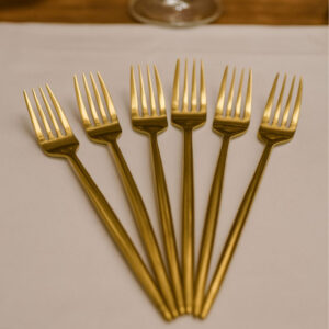6 ədəd gold detallı Çatal dəsti | 6 parça lüks yemək Çatal dəsti 22 sm